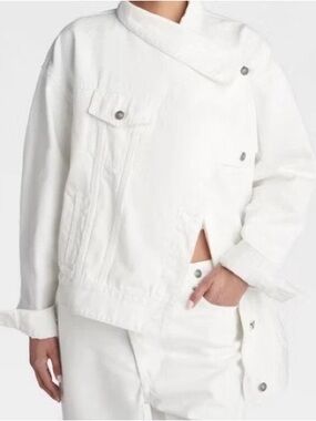 KBB by KAHLANA White Asymmetrical Snap-Front Jacket - Women